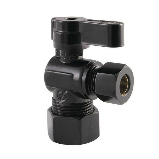 Kingston Brass KF5330MB 0.62 in. OD Compression x 0.37 in. OD Compression Angle Stop Valve, Matte Black