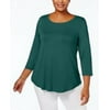 JM Collection Women's Collection Plus Size Scoopneck Top Med Green Size 2X