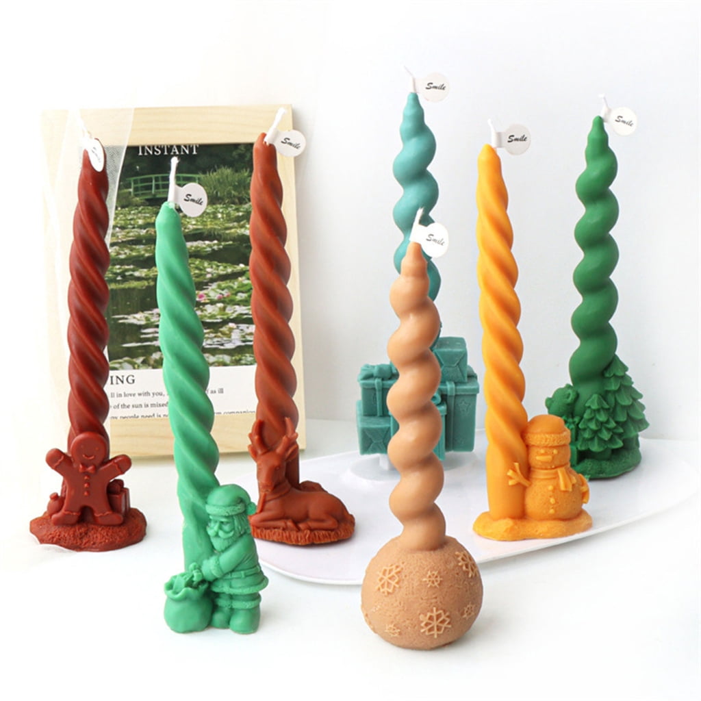 Christmas Silicone Mold DIY Crystal Epoxy Resin Molds Spirals Column Snowman Elk Scented Candle Molds Home Decorations