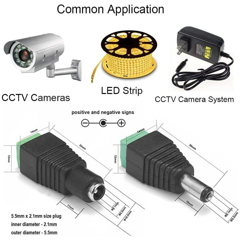 2.1mm Male/Female Plug with LED Strip Connector