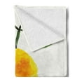 thumbnail image 2 of Yellow and Orange Soft Flannel Fleece Blanket, Hand Drawn Lemon Watercolors Summer Organic Food Natural Product, Cozy Plush for Indoor and Outdoor Use, 50" x 60", Yellow Orange Green, by Ambesonne, 2 of 5