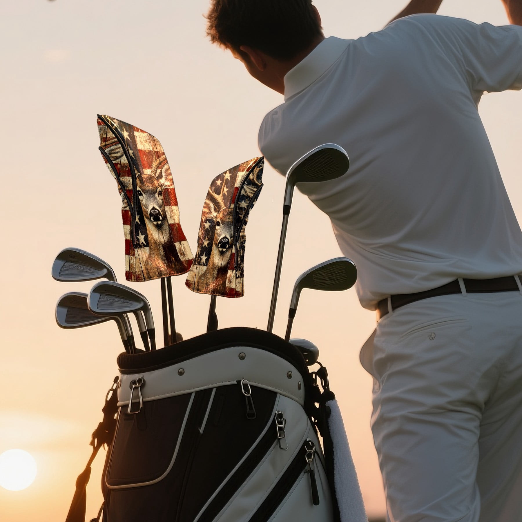 Golf Club Covers PU Leather Waterproof Head Covers for Fairway Woods Hybrids Banner Elk Unisex Fits Most Brands