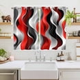 thumbnail image 2 of Red Black Grey Kitchen Curtains 63 Inch Length, Geometric Moire Artwork Modern Abstract Grommet Top Bedroom Living Room Curtains, Light Filtering Cafe Curtain Drapes 2 Panels Set 104''x63'', 2 of 9