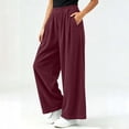 thumbnail image 6 of Tqcoqu Women's Corduroy Wide Leg Pants, Elastic High Waist Loose Casual Long Trousers with Side Pockets, 6 of 9