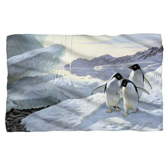 Trevco WW382-BKT1-36x58 36 x 58 in. Wild Wings & Penguins 2 Polyster Fleece Blanket, White