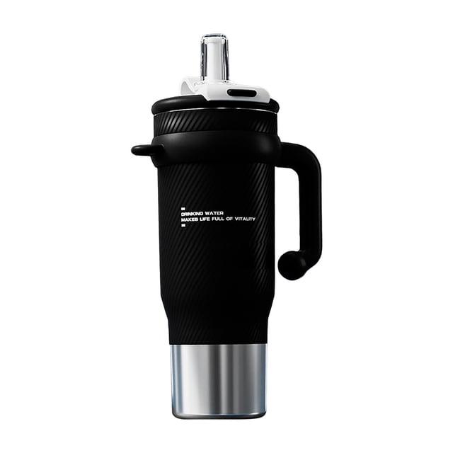 Gobelet Isotherme en Acier Inoxydable 40oz avec Poignée, Double Paroi sous Vide, Couvercle Anti-Déversement, Paille Réutilisable, Grande Capacité 1200ml Tasse pour Boissons Froides et Chaudes, Bleu/noir/blanc/naturel