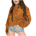 thumbnail image 4 of CLOISE Youth Sweatshirt Girls Boys Halloween Long Sleeve Crew Neck Tops Spider Web Print Outfits Fall Winter Clothes Coffee 1-12T, 4 of 4