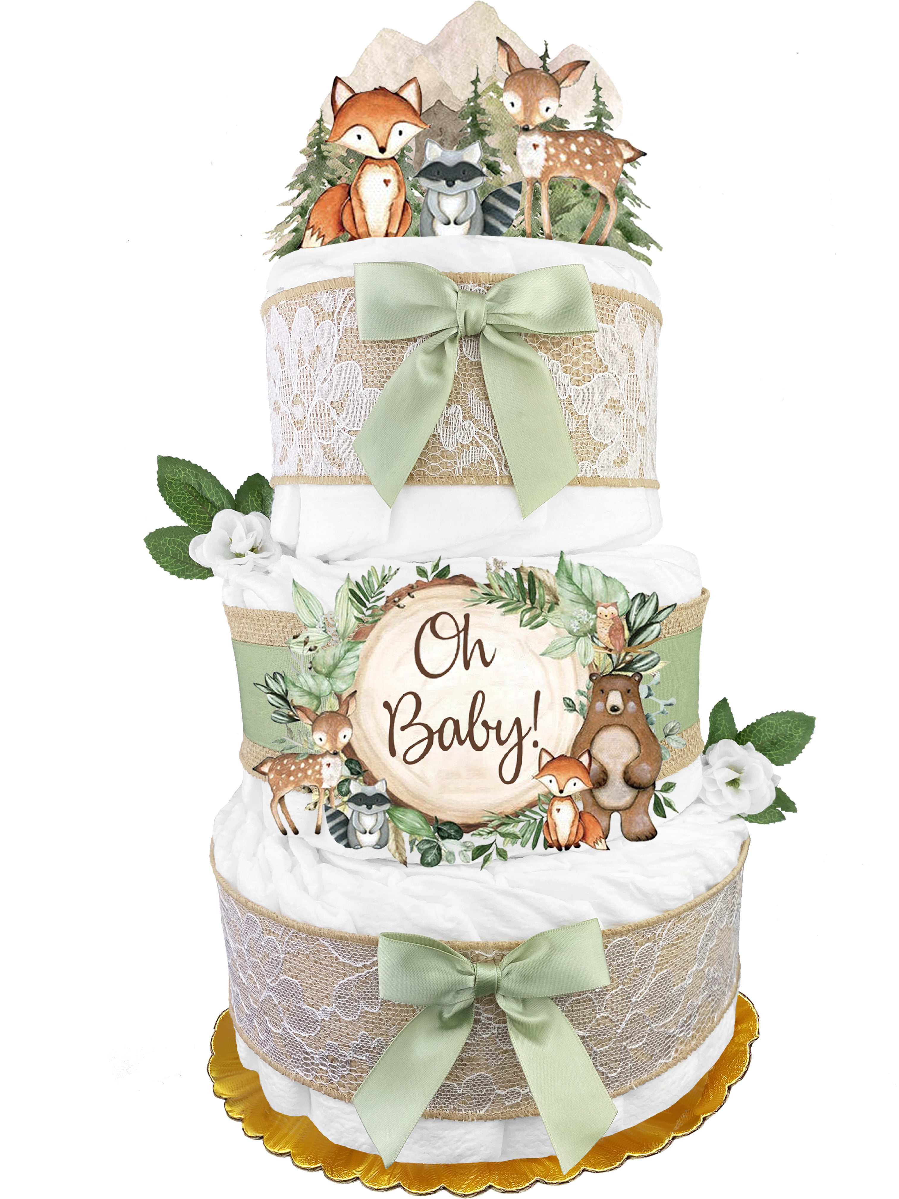 2 Tier Twin Baby Nappy Cake New Arrival Twin Boy Girl Shower Maternity Gift 
