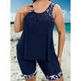 thumbnail image 5 of generic Womens Plus Size Tankini Swimsuits Fashion Print Round Neck Tank Tops with Shorts Athletic Bathing Suit Two Piece Blue 4XL, 5 of 5