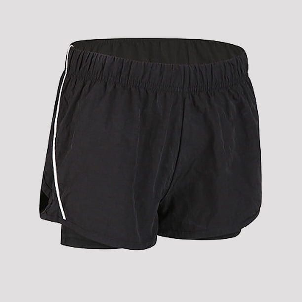 Pantalones Cortos Mujer Pantalones cortos para correr para mujer 2 en 1 Capa de cobertura Forro de c CACAGOO Pantalones Cortos Mujer