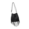 thumbnail image 1 of Ethern Large Capacity PU Leather Handbag Bucket Bag with Drawstring Adjustable Shoulder Black, 1 of 9