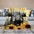 thumbnail image 2 of JRXY Highland Cow Blanket Super Soft Flannel  Sunflower Cow Throw Blanket Warm Lightweight Blanket for Adults Kids Gifts for Couch Sofa Bed Office Blanket Soft Fluffy White, 2 of 6