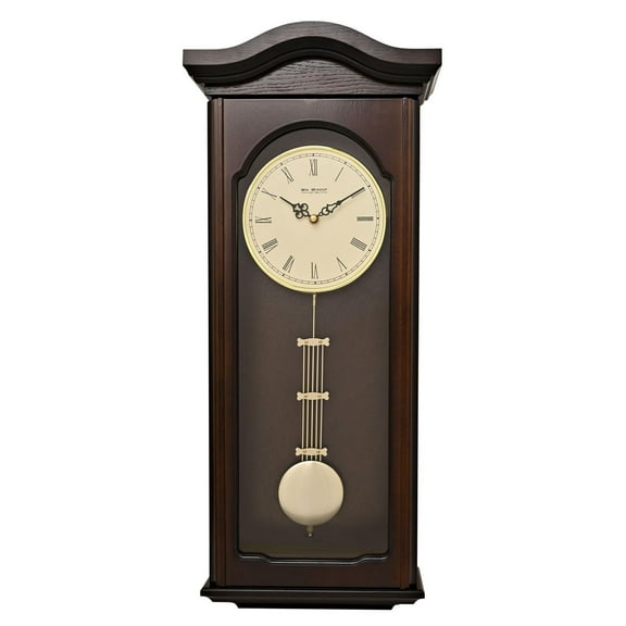 Wm. Widdop Dark Walnut Finish Traditional Pendulum Wall Clock