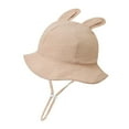 thumbnail image 2 of HAOTAGS Bucket Hats for Babies, Wide Brimmed Adjustable Solid Fisherman Hats Khaki Free Size, 2 of 3