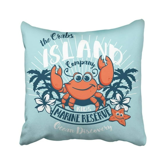RYLABLUE Fish Crabs Island Kids Ocean Discovery Artwork for Children Wear Sea Star Baby Cartoon Pillowcase 18x18 inch