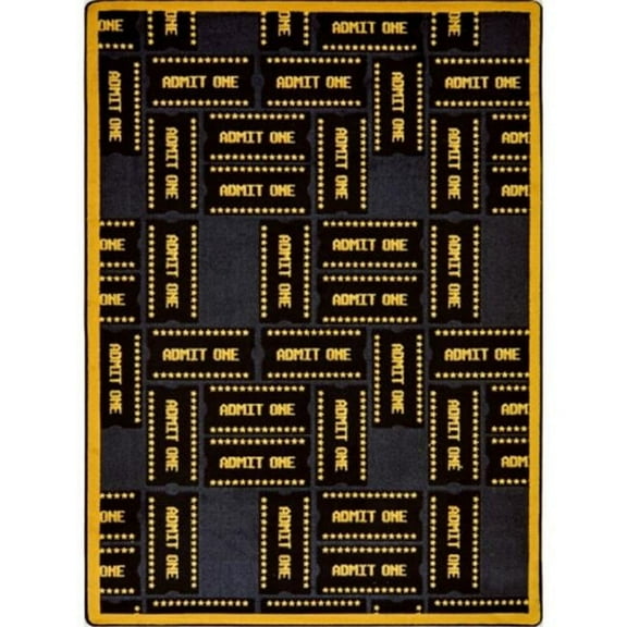 Joy Carpets  Any Day Matinee Admit One Rectangle Theater Area Rugs 01 Black - 5 ft. 4 in. x 7 ft. 8 in.