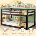thumbnail image 5 of SESSLIFE Bunk Bed Twin Over Twin, Low Floor Bunk Bed with Guard Rails for Dorm, Small Space, No Box Spring Needed (Espresso), 5 of 7