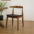 thumbnail image 3 of 2xhome Wooden Farmhouse Dining Chair with PU Leather Seat Cushion, Mid Century Accent Chair for Kitchen, Dining Room, or Office, Espresso (Unassembled), 3 of 6