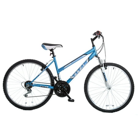 UPC: 0725103105840 | TITAN Pathfinder Women s Mountain Bicycle  17-Inch Frame Height  21-Speed  Front Suspension  Baby Blue