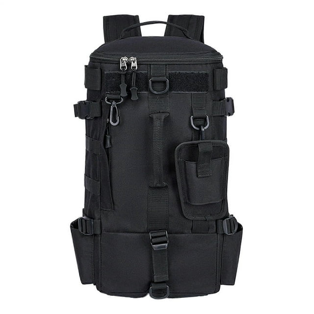 Fishing Backpack with Rod Holder, Waterproof Fishing Bag with Bait Compartment for Camping, Hiking, Kayak, Black