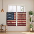 thumbnail image 3 of Vintage American Flag Kitchen Curtains, Retro Red Blue Flag Light Filtering Window Curtain Panels, 2Pcs Rod Pocket Window Treatments Set for Cabin Bathroom Bedroom 52x45 Inches, 3 of 9