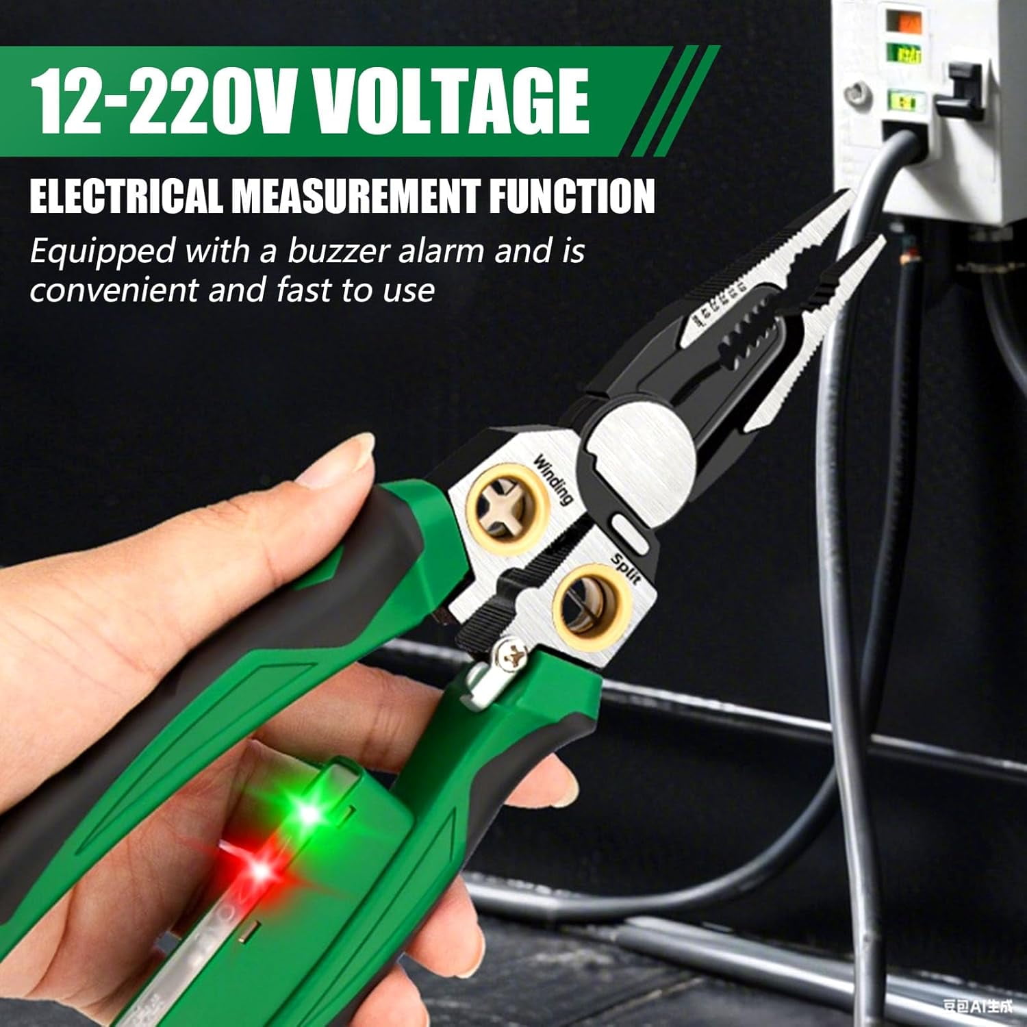 ABPETE 2025 New 8 in 1 Wire Stripper with Voltage Tester, Multi-function Electric Wire Stripping Tool for Cutting and Pulling Pliers, Electrical Pliers for Wire Cutting Stripping Crimping (2pcs)