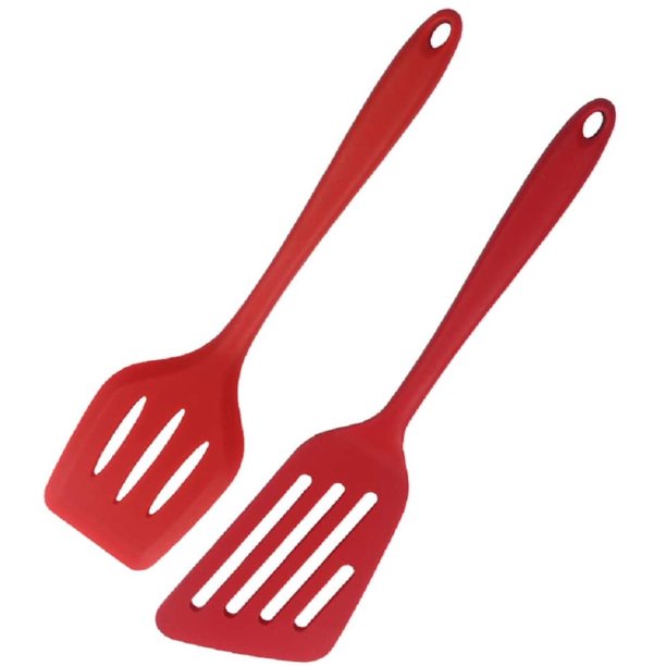 2 piezas de espátulas ranuradas de silicona Espátula de silicona para dar vuelta a los peces Espátula ranurada antiadherente Espátula para pescado resistente al calor para raspar, voltear, freír y