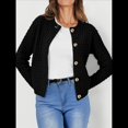 thumbnail image 4 of Cárdigan de Punto para Mujer, Informal, de Larga, con Botones, Abierto, Moderno, para Exteriores Negro M, 4 of 10
