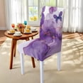 thumbnail image 4 of TSOVTHRID Violet Butterfly Marble Print 7 Pcs Dining Chair Covers and Tablecloth Set, Stain Resistant Table Cloth Dining Chair Slipcovers for Holiday Festival Decoration, 4 of 6