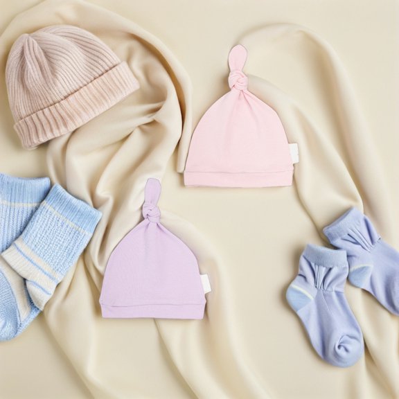 LOLIPPYY 6pcs Newborn Knotted Cotton Hat Set, Seamless Summer Beanie Caps