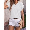 thumbnail image 5 of Womens Summer Top V Neck Short Sleeve Casual Blouse T Shirts Cute Loose Fit Trendy Basics Tees White L, 5 of 8