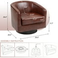 thumbnail image 4 of DREAMSIDEA PU Leather Swivel Barrel Club Chair, Modern Accent Chairs Set of 2 Upholstered Round Armchair for Living Room, Office, Bedroom -Red Brown, 4 of 5