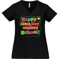 thumbnail image 3 of Inktastic Happy 100th Day of School Women's Plus Size V-Neck T-Shirt, 3 of 5