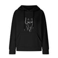 thumbnail image 4 of ManxiVoo Women Trendy Oversized Knit Hoodies with Cute Cat Graphic Long Sleeve Drawstring Sweatshirts for Casual Fashion Comfort L Size Black, 4 of 5