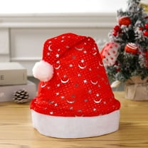 JeashCHAT Red Santa Hat, Christmas Hat, Christmas New Year Party Supplies & Gifts, Star Snowflake Xmas Hat, Extra Soft Thicken Xmas Holiday Hat