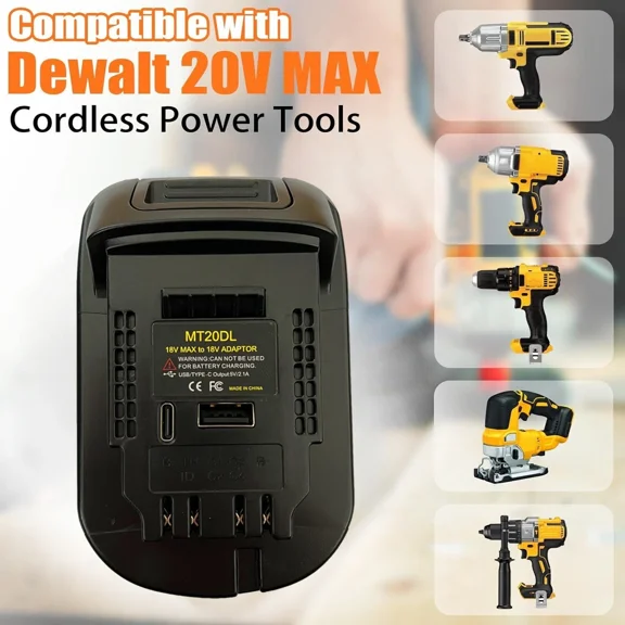 USB Battery Adapter Convert for Makita 18V Li-ion Battery to for DeWalt 20V TOOL