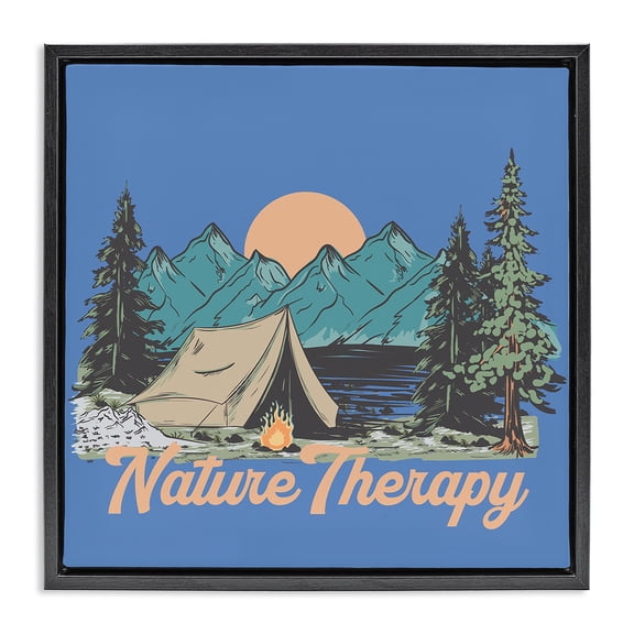 Stupell Industries Vintage Nature Therapy Camp Black Framed Floater Canvas Wall Art design by Jedco Brands, Inc., 18 x 18