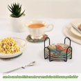thumbnail image 6 of 6 Pcs Drink Coasters with Holder 3.94in Woven Coasters for Drinks Colorful Beautiful Parrots Coaster Set for Protection Table, 6 of 7