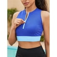 thumbnail image 3 of Charmo Racerback Sporty Bikini Tops for Womens Ribbed Zipper Swim Tops Only, 3 of 4