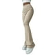 thumbnail image 1 of Pantalones De Cintura Alta Slim Fit Liso Cómodo Transpirable Casual Pantalones Acampanados Para Compras En Casa Caqui S, 1 of 5