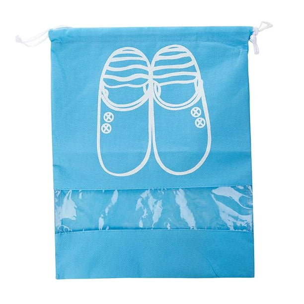 Bolsa de almacenamiento de zapatos con cordón, organizador de viaje, bolsas de embalaje portátiles Azul M