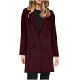 thumbnail image 2 of FAVIPT 2024 Wool Trench Coats for Women Winter Fall Fashion Notch Collar Pea Coats Solid Color Mid Length Plus Size Long Jackets Casual Walker Coat, 2 of 6