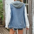 thumbnail image 2 of clear 50% off Usmixi Denim Vest for Women Denim Jacket for Women Casual Solid Sleeveless Hooded Jean Vest Coat Open Front Button up Stretchy Jean Outwear with Pocket Winter Denim Vest, 2 of 7