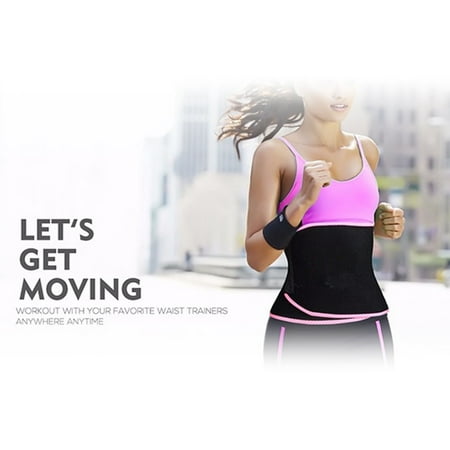 Sports Fitness Compression Body Shaper Sweat Waist Trainer Trimmer Belt for Men Women Color:Pink