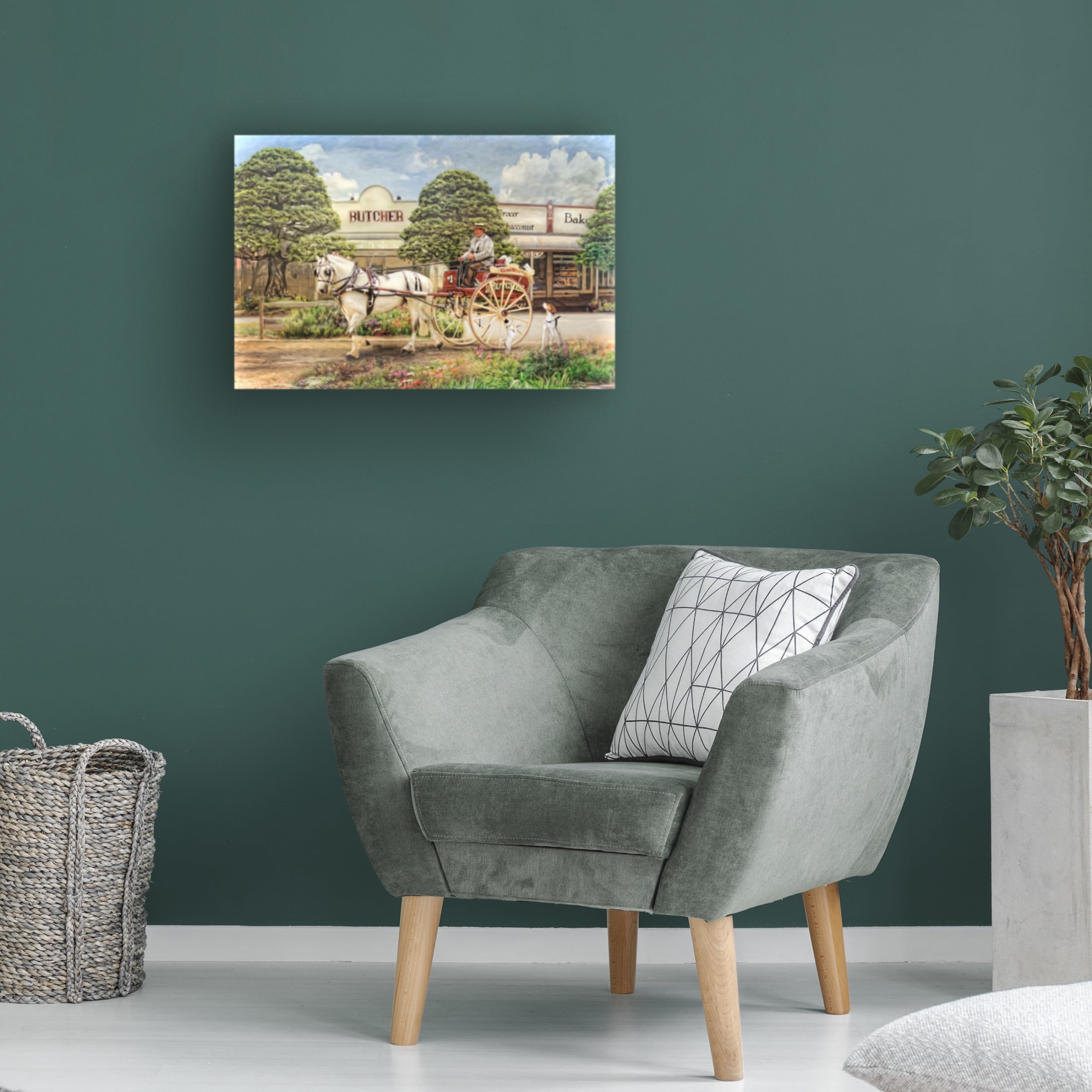 Canvas Wall Art - Trudi Simmonds 'The Butchers Cart' Wall Art for Living Room, Bedroom, or Office Décor by Trademark Fine Art - 47 x 30 Inches