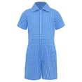 thumbnail image 3 of Sinleey Robe d'Été à Carreaux pour Filles, Manches Courtes, Fermeture Éclair, Uniforme de Jeu avec Poches, Bleu 6, 3 of 6