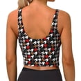 thumbnail image 4 of Uemuo Houndstooth Green Red Pattern Women's Sports Bra - High Impact Support, Breathable, and Comfortable Athletic Bra for Running, Yoga, and Workouts, 4 of 9