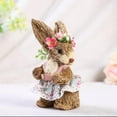 thumbnail image 6 of Artificial Easter Straw Rabbit Figure Collectible Bunny Handmade Woven Crafts Ornament for Home Farmer Children gift for garden Decor D, 6 of 8