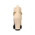 thumbnail image 2 of BLISSFUL STEP Women's Platform Chain Block High Heel Ankle Boots Nude 7, 2 of 7