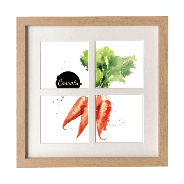 Carrot Vegetable Tasty Healthy Watercolor Frame Wall Tabletop Display 4 Openings Picture